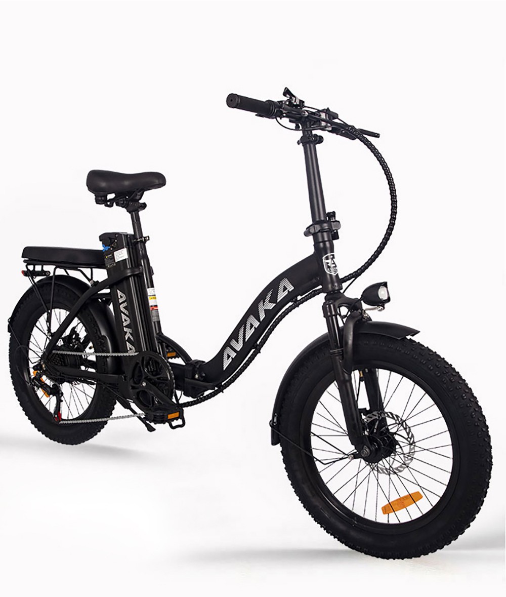 AVAKA BZ20 PLUS Electric Bike Foldable 20*3.0 Inch Fat Tires 500W Brushless Motor 25Km/h Max Speed 48V 18.2Ah Battery 100Km Range 120KG Max Load Dual Disc Brake Shimano 7-Speed Gear IP54 Waterproof  LCD Display Spoke wheel - White