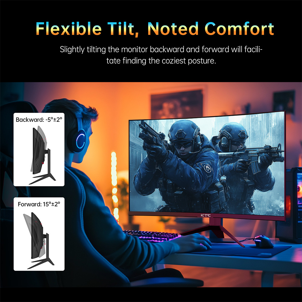 KTC H32S17 Gaming-Monitor 32 Zoll 2560x1440 QHD 180Hz HVA Curved 1500R