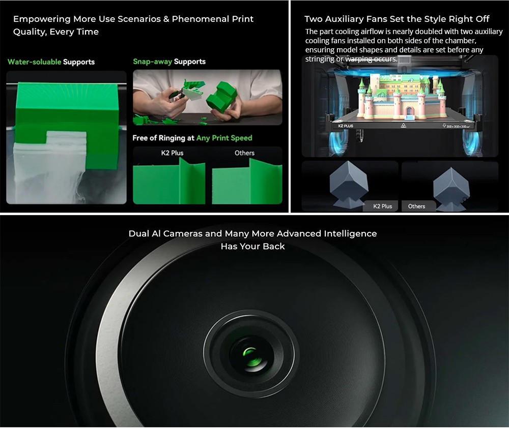 Creality K2 Plus Combo 3D Printer with CFS, 600mm/s, Multi-Color Printing, Apus Extruder, Tilt Detection, FOC Closed-Loop Motors, Active Chamber Heater, 350x350x350mm