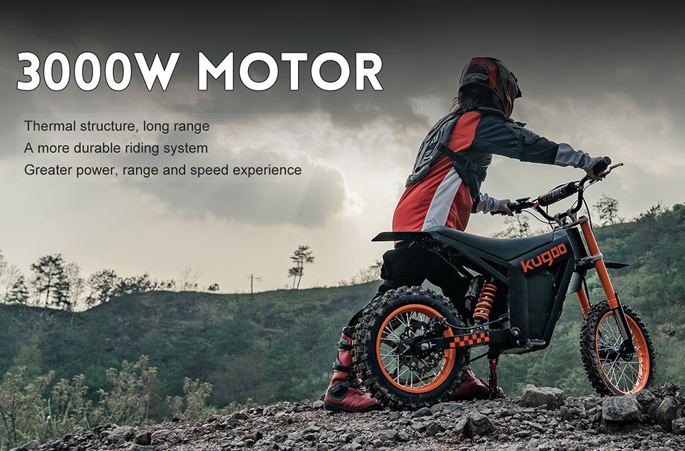 KUGOO Wish 01 Electric Mountain Bike, 1500W Motor, 48V 21Ah Battery, 55km/h Max Speed, 50km Range, 14-inch Front Tire + 12-inch Rear Tire, Hydraulic Suspension, Hydraulic Brake