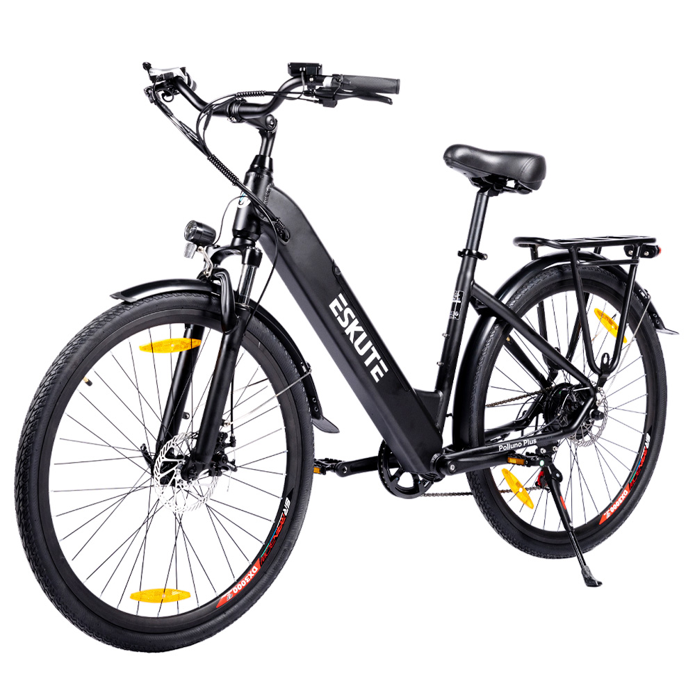 ESKUTE ES-28-SDXK Electric Bike, 250W Motor, 36V 20Ah Battery, 28*1.75-inch Tires, 25km/h Max Speed, 120km Range, Disc Brakes, Suspension Front Fork, SHIMANO 7-speed - Black