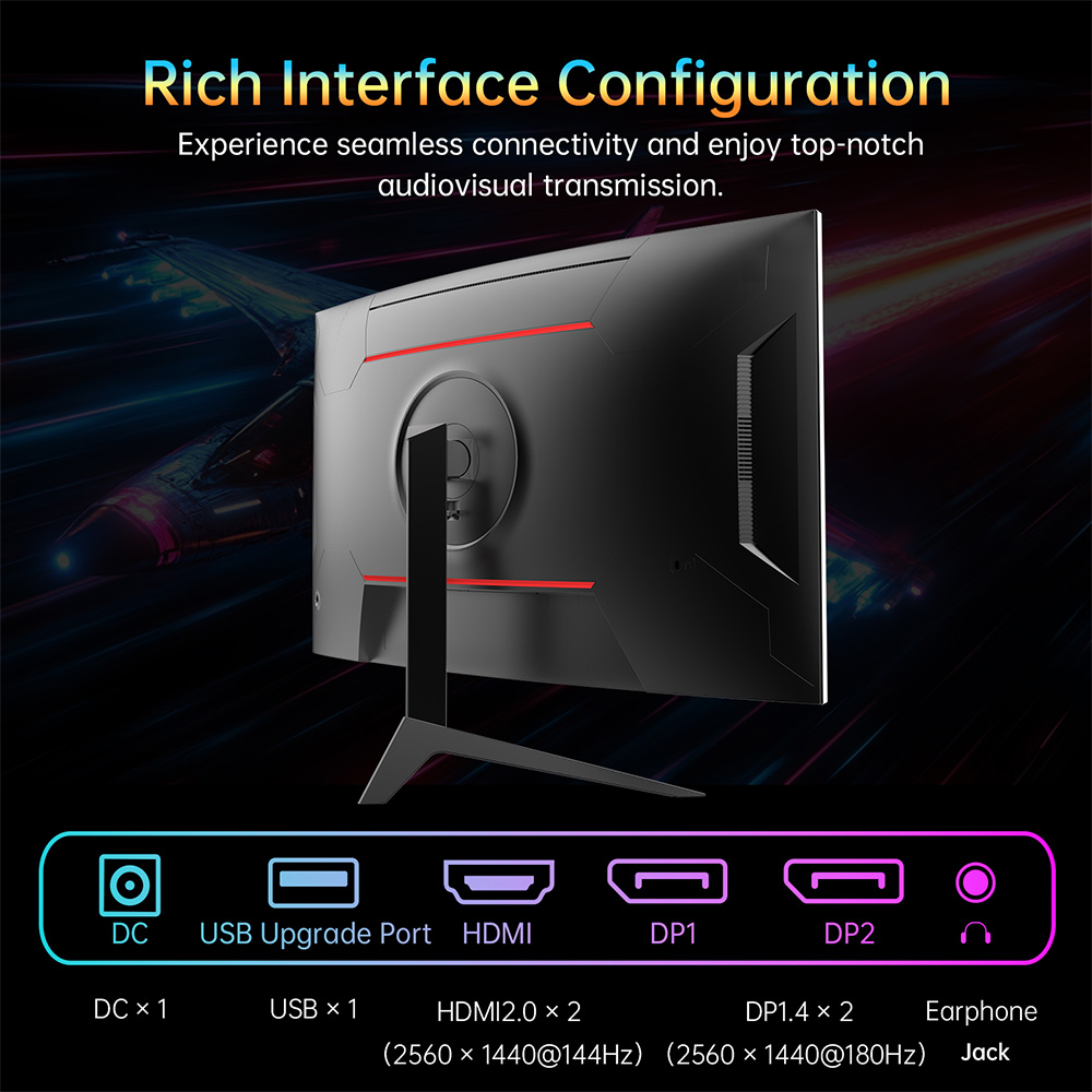 KTC H32S17 Gaming-Monitor 32 Zoll 2560x1440 QHD 180Hz HVA Curved 1500R