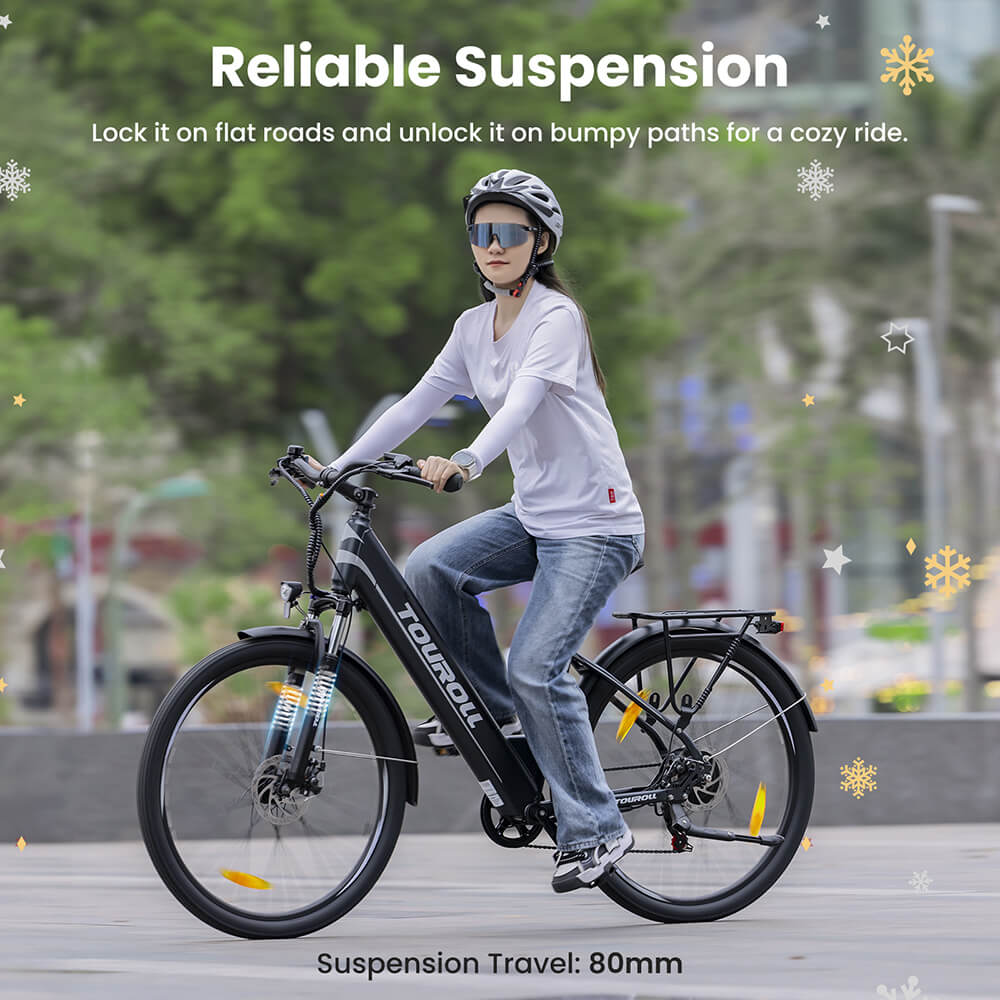 Touroll J1 ST 27.5 inch Trekking Bike with 250W Motor, 36V 15.6Ah Battery, Max 100km Range, 1.8
