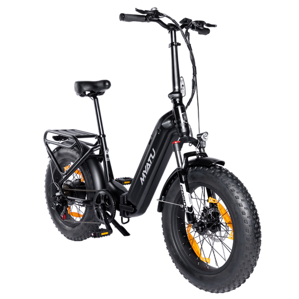 MYATU MYT-20XD Electric Bike, 250W Motor, 36V 25Ah Battery, 20*4-inch Tire, 25km/h Max Speed, 100km Range, Disc Brakes, Suspension Fork, SHIMANO 7 Speed, LCD Display - Black