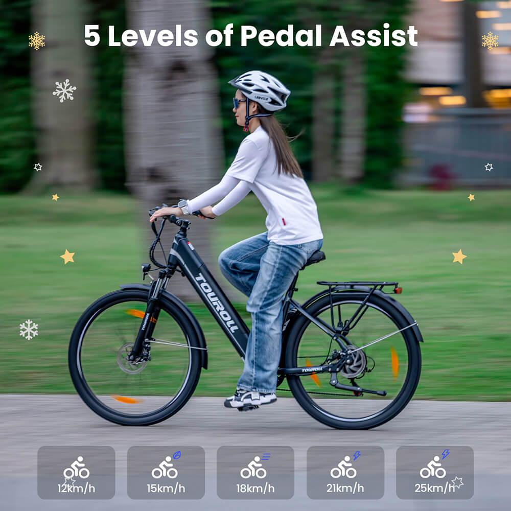 Touroll J1 ST 27.5 inch Trekking Bike with 250W Motor, 36V 15.6Ah Battery, Max 100km Range, 1.8