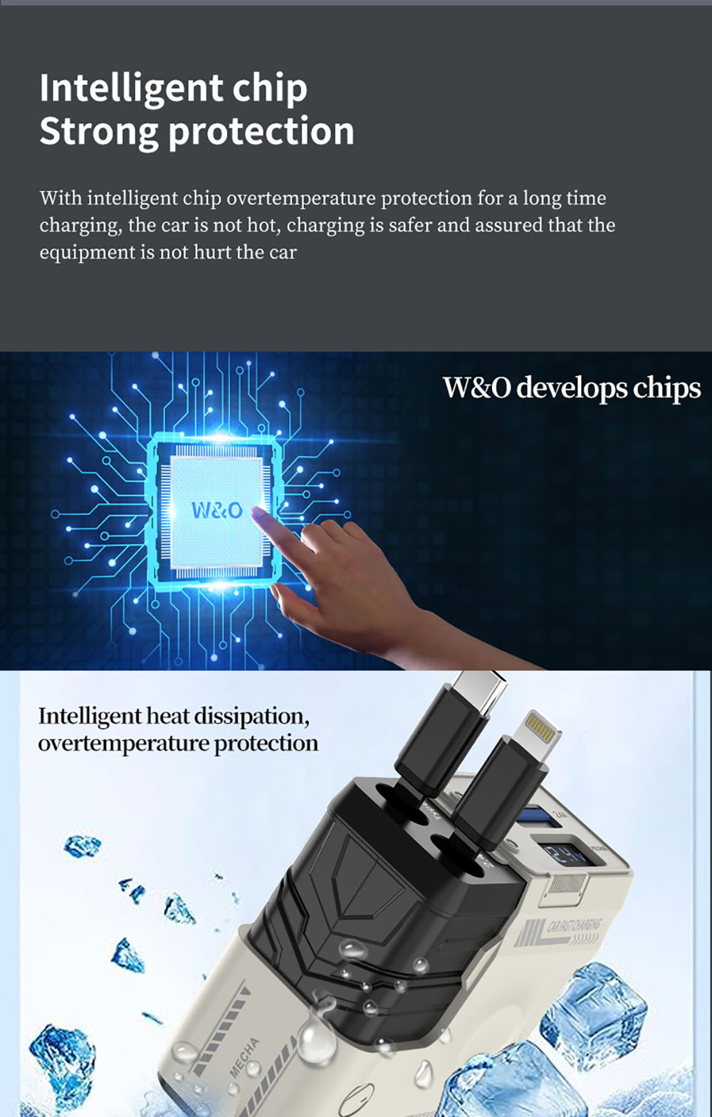 A1 66W 4 in 1 Car Phone Charger with Retractable Cable, 180° Free Adjustment, USB/Type-C Dual Interface & PD Fast Charge - Pink