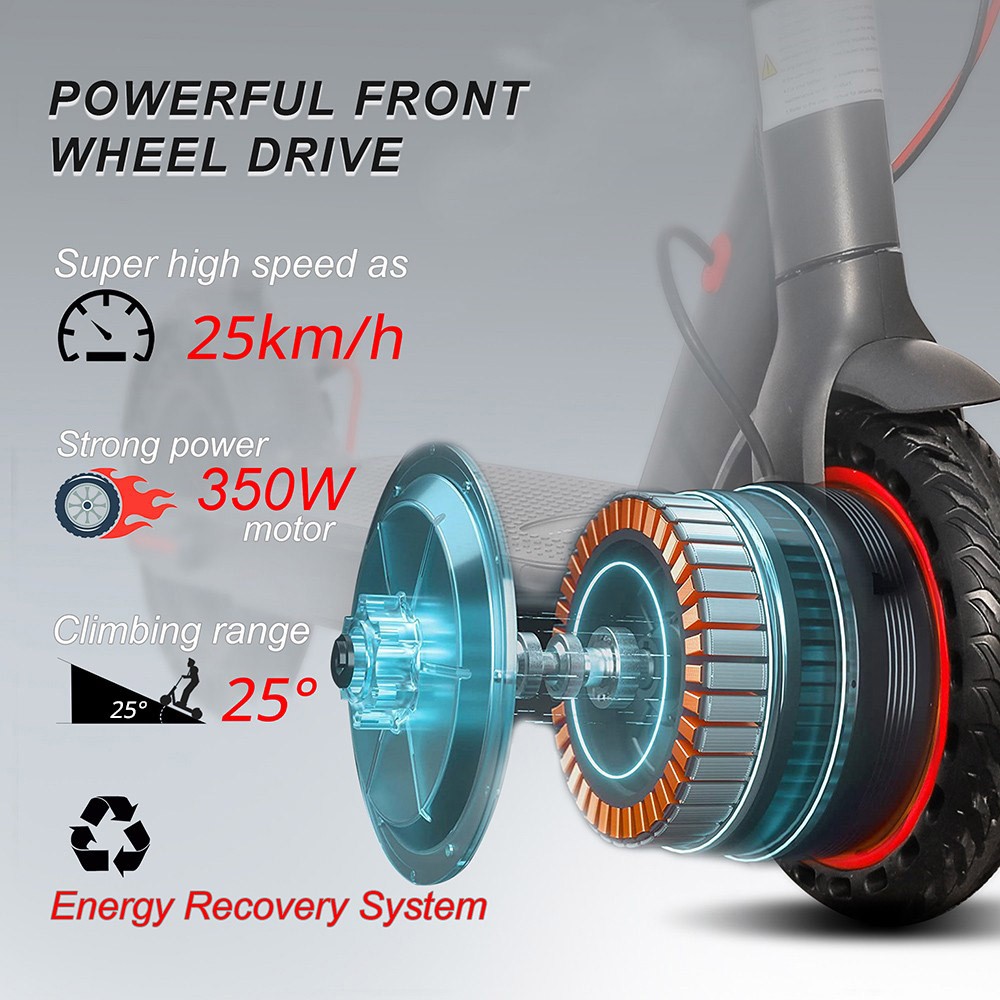 Refurbished A6 Electric Scooter 36V 350W Motor 25km/h Max Speed 10Ah Battery 25-30km Range Mechanical Disc Brakes App Control