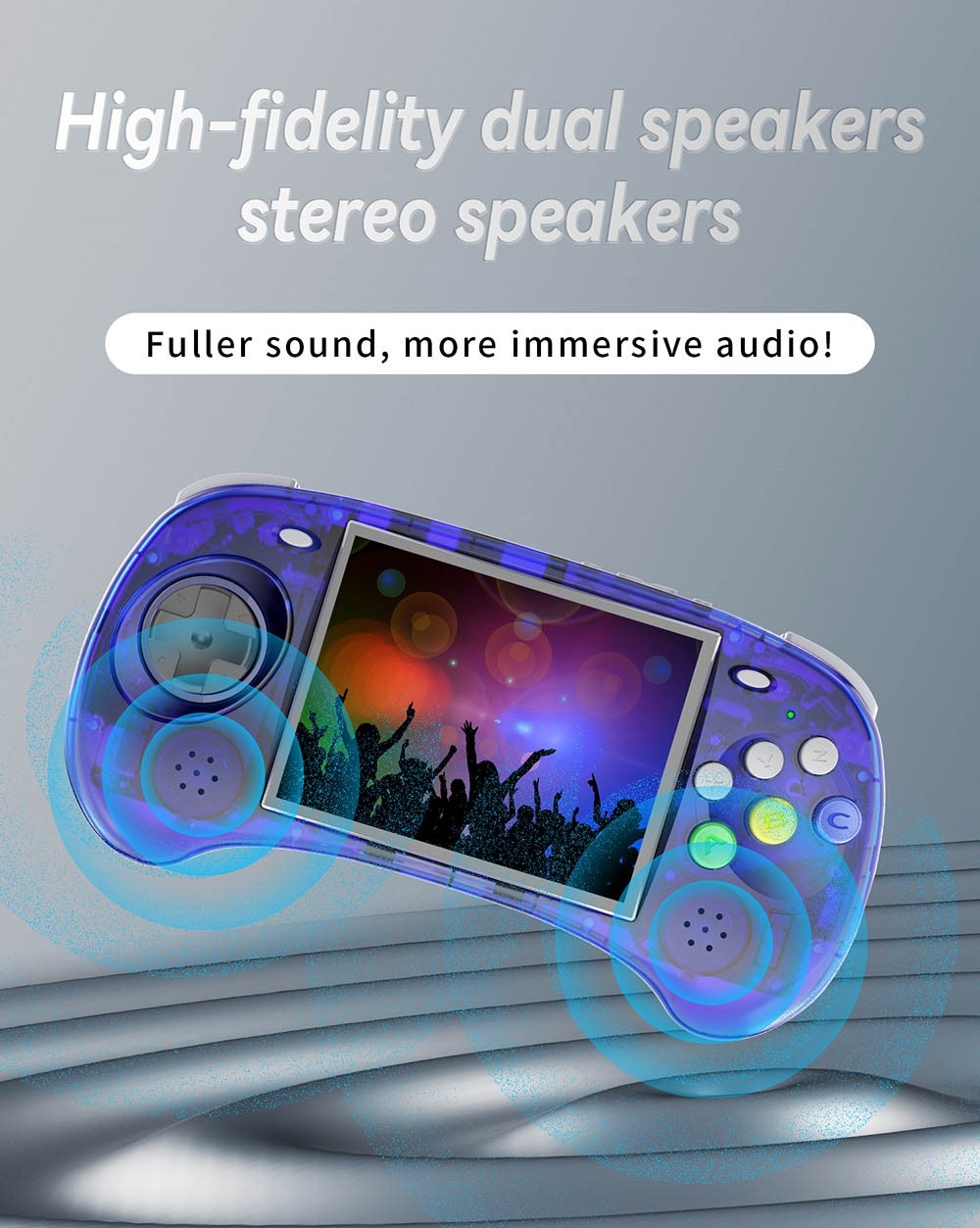 Refurbished ANBERNIC RG ARC-S Game Console, 256GB TF Card, 16GB Linux, 1GB LPDDR4, HDMI Output - Transparent Blue