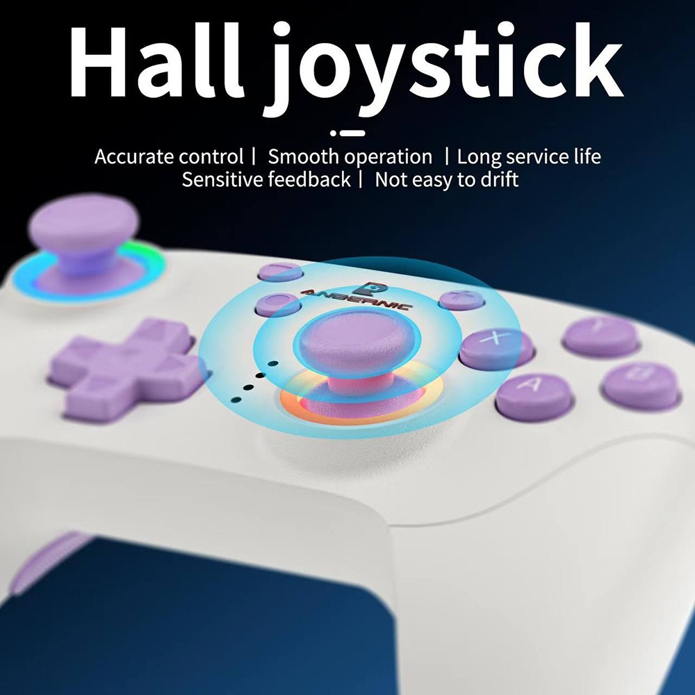 ANBERNIC RG P01 Game Controller, Hall Effect Triggers & Joystick, Six-axis Gyroscope, Bluetooth/2.4G Wireless/ Wired Connection, 9 Hours Autonomy, Compatible with PC, Switch, Android, iOS, Steam - Radiant Purple
