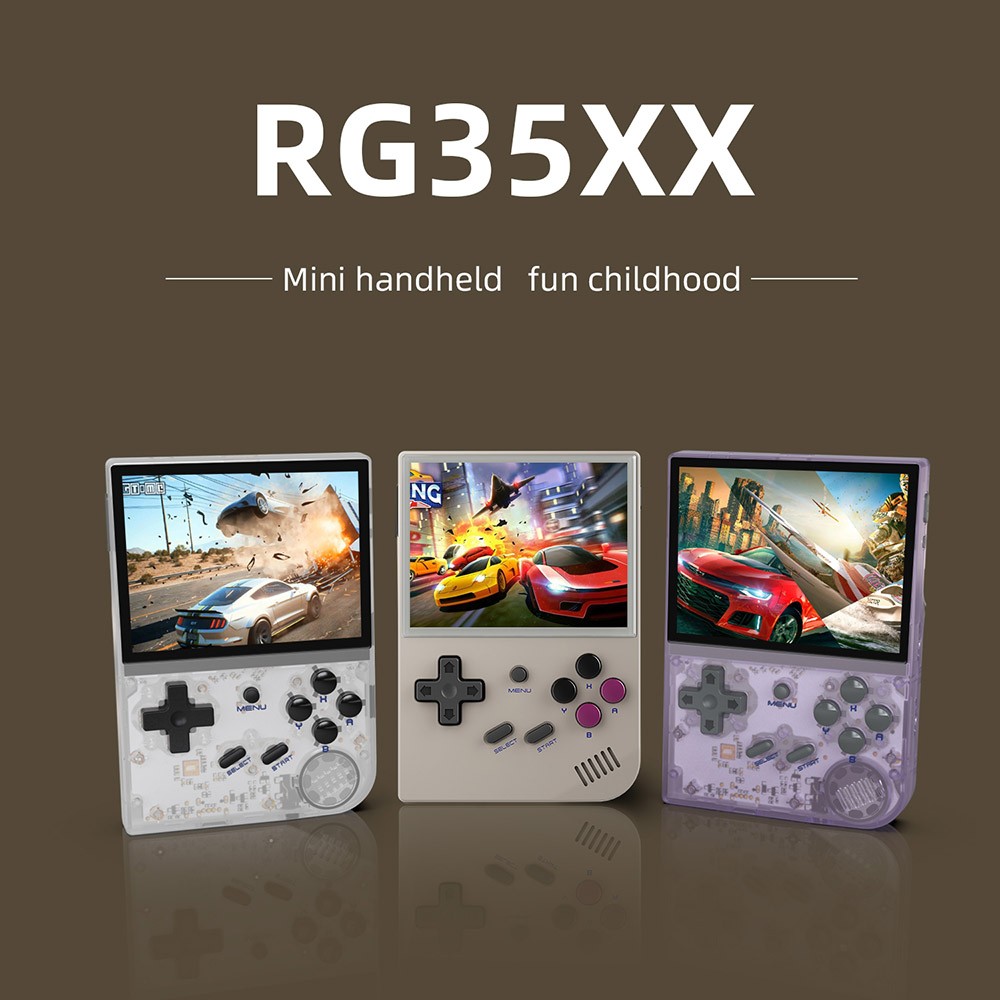 Refurbished ANBERNIC RG35XX Handheld Game Console 3.5-inch IPS Full Screen, Linux, 64GB SD Card 5000 Games - Grey