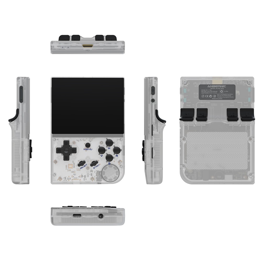 ANBERNIC RG35XX Game Console 64GB 5000 Games - White Transparent
