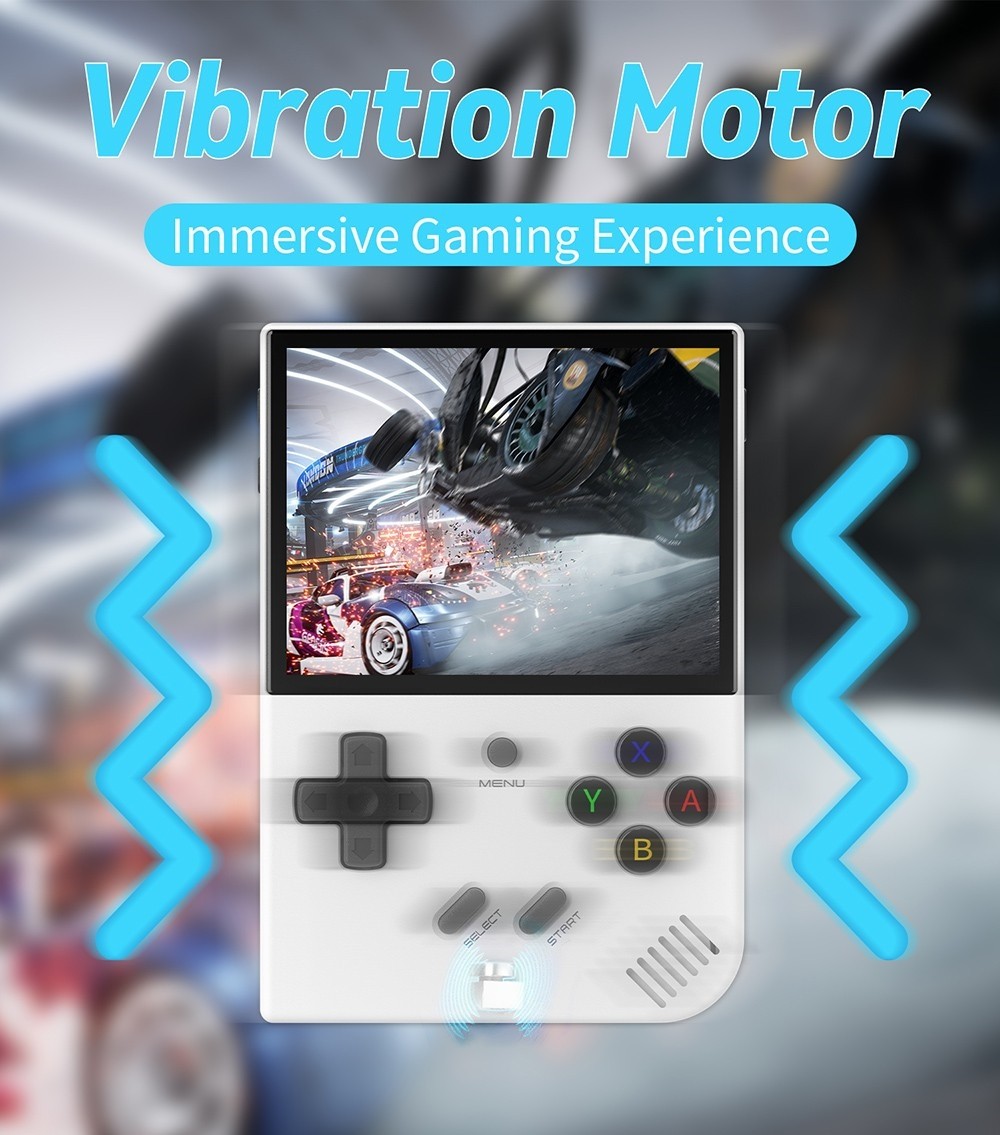 Refurbished ANBERNIC RG35XX Plus Game Console, 64GB TF Card with 5000+ Games, 3300mAh Battery, 8 Hours of Playtime, 5G WiFi Bluetooth, Moonlight Streaming, Vibration Motor - White