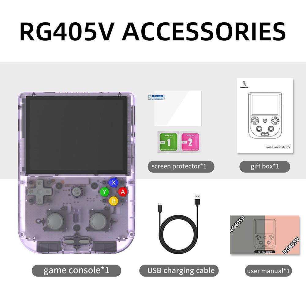 Refurbished ANBERNIC RG405V Game Console, 4GB LPDDR4 128GB eMMC, Android 12, 5G WiFi, Bluetooth 5.0 - Purple