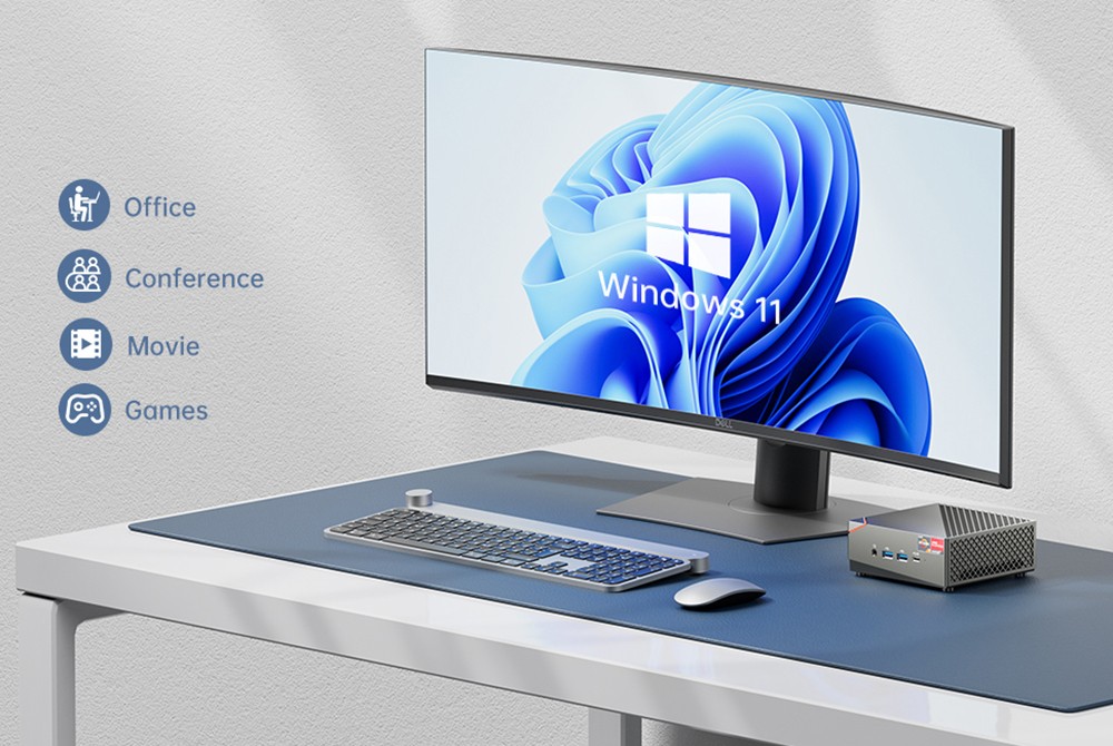 AOOSTAR MN57 Mini PC, AMD R7 5700U 8 Cores Up to 4.3GHz, HDMI Type-C DP 4K HD Triple Display, 32GB RAM 1TB SSD, 2*USB2.0 2*USB3.0 1*Headphone Jack, 2.5Gbps+1Gbps Dual LAN, WiFi 6 Bluetooth 5.2, VESA Mount - EU Plug