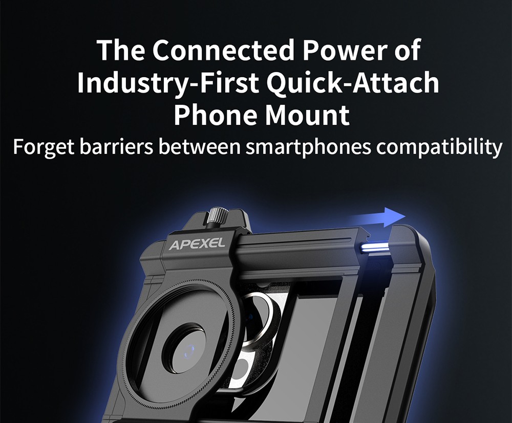 APEXEL ZM100 Smartphone Macro Lens, 10-20X Magnification, Ultra-large F1.05 Aperture, DSLR Camera Effect, 1.5-4.5cm Focus Distance