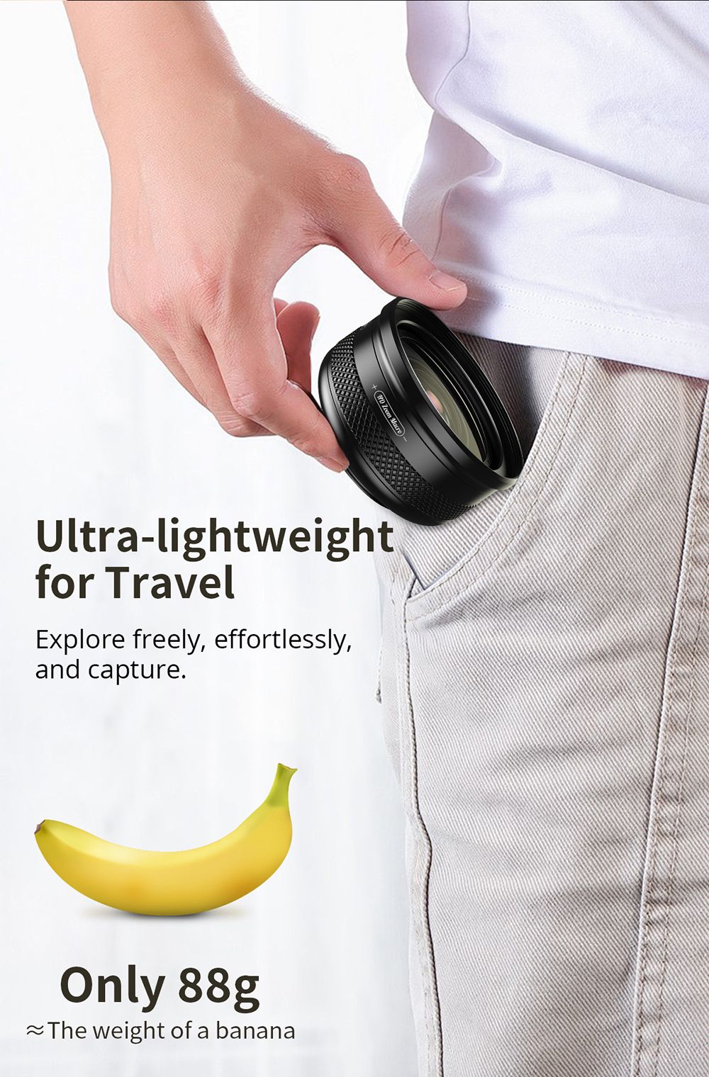 APEXEL ZM100 Smartphone Macro Lens, 10-20X Magnification, Ultra-large F1.05 Aperture, DSLR Camera Effect, 1.5-4.5cm Focus Distance