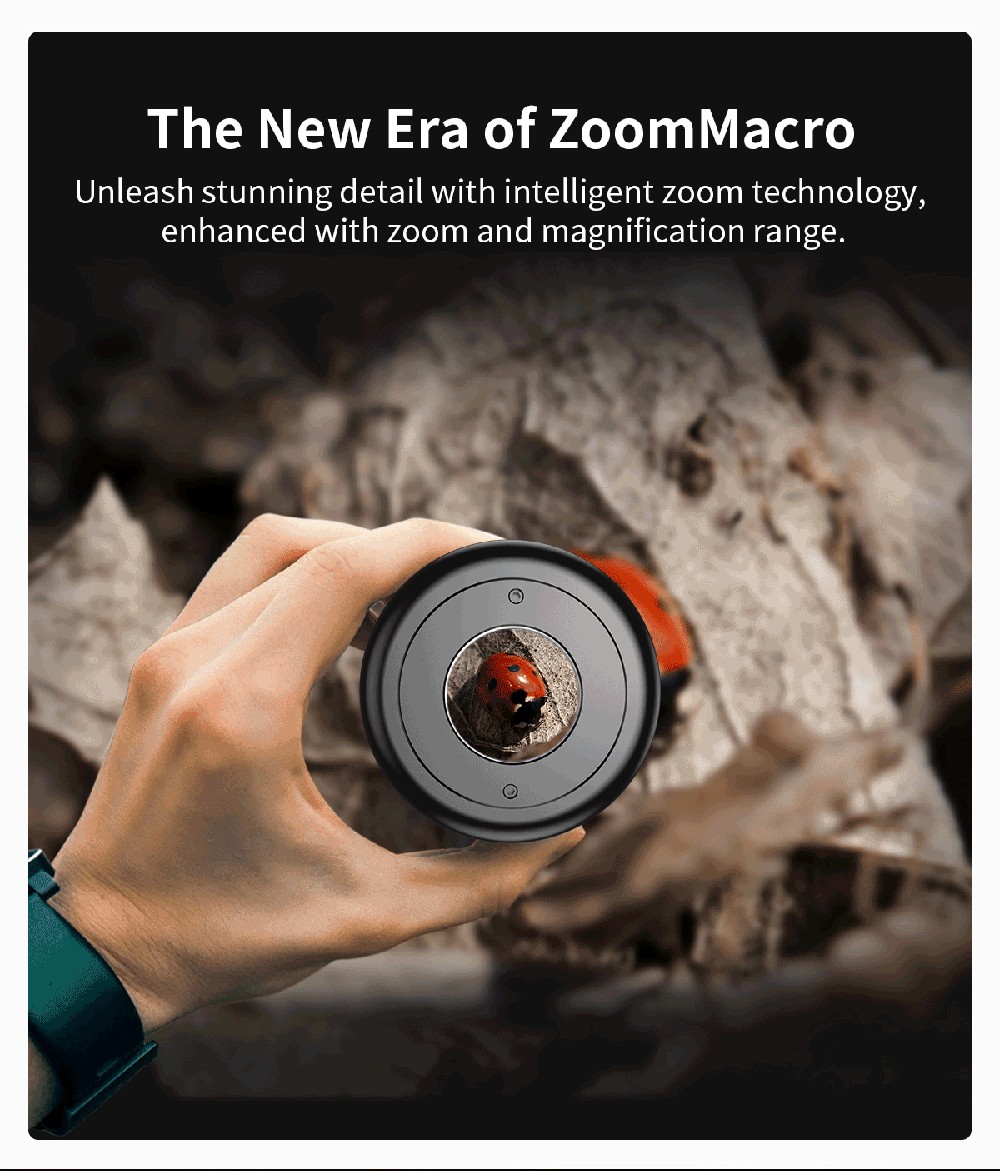 APEXEL ZM100 Smartphone Macro Lens, 10-20X Magnification, Ultra-large F1.05 Aperture, DSLR Camera Effect, 1.5-4.5cm Focus Distance