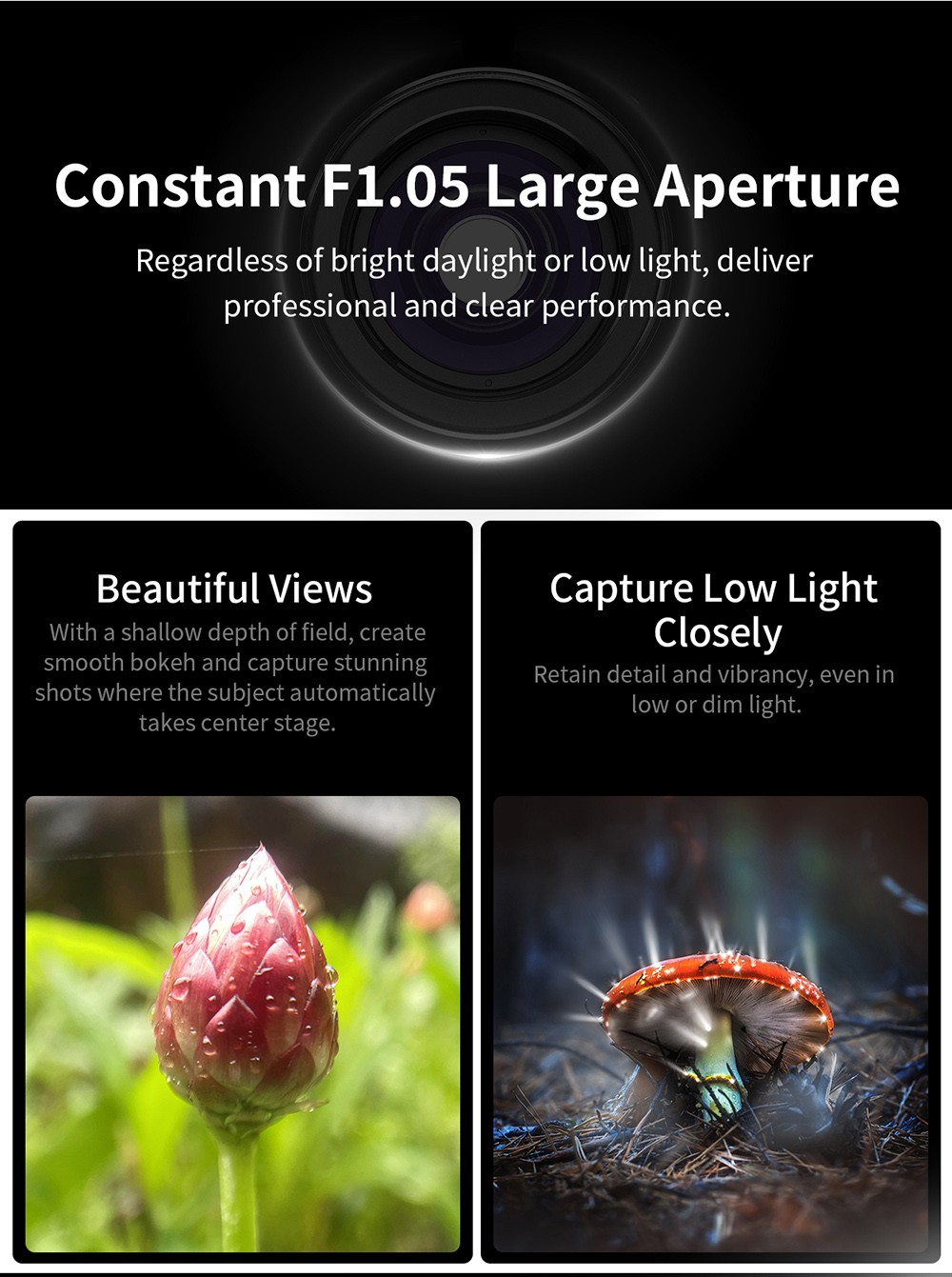 APEXEL ZM100 Smartphone Macro Lens, 10-20X Magnification, Ultra-large F1.05 Aperture, DSLR Camera Effect, 1.5-4.5cm Focus Distance