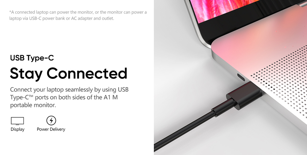 ARZOPA A1M 17.3-inch Portable Monitor, 1920*1080 FHD 16:9 IPS Screen, 60Hz Refresh Rate, 1W*2 Built-in Speakers, 1*Mini HDMI, 2*Full Function Type-C, Built-in Kickstand