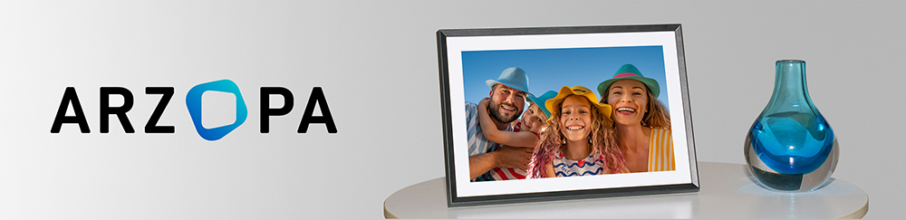 ARZOPA P156W 15.6-inch Digital Photo Frame, 1920*1080 FHD IPS Touch Screen, 32GB Storage, Auto-rotate, Instant Wireless Sharing