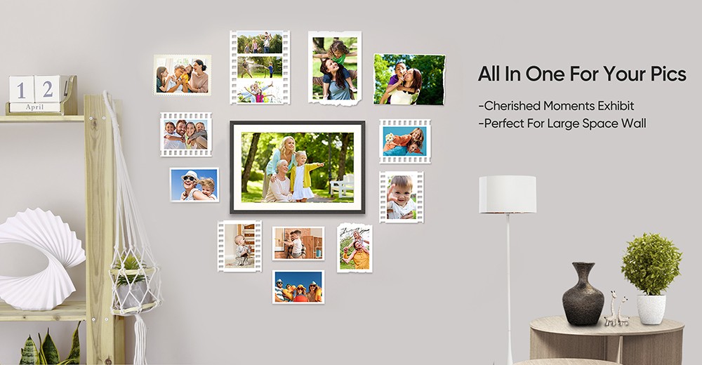 ARZOPA P156W 15.6-inch Digital Photo Frame, 1920*1080 FHD IPS Touch Screen, 32GB Storage, Auto-rotate, Instant Wireless Sharing