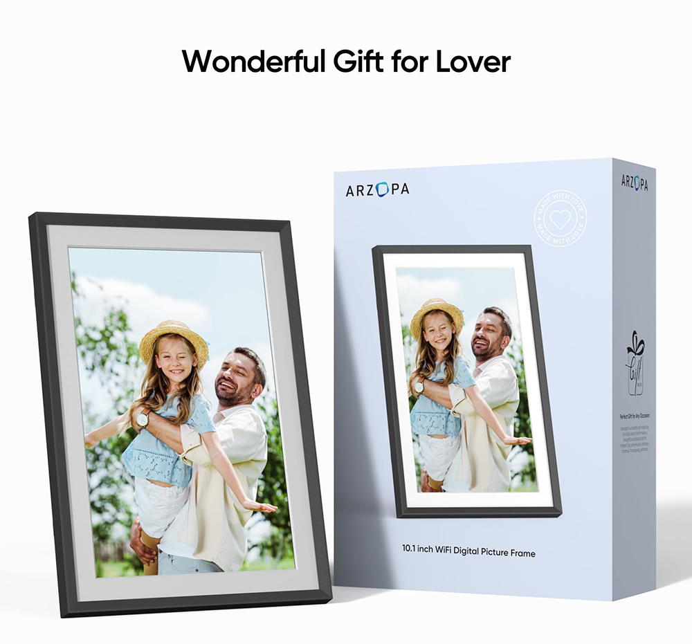 ARZOPA P156W 15.6-inch Digital Photo Frame, 1920*1080 FHD IPS Touch Screen, 32GB Storage, Auto-rotate, Instant Wireless Sharing