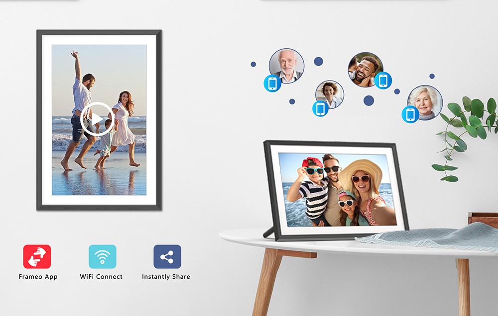 ARZOPA P156W 15.6-inch Digital Photo Frame, 1920*1080 FHD IPS Touch Screen, 32GB Storage, Auto-rotate, Instant Wireless Sharing