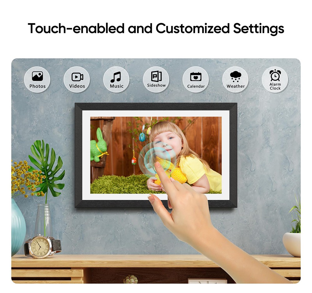 ARZOPA P156W 15.6-inch Digital Photo Frame, 1920*1080 FHD IPS Touch Screen, 32GB Storage, Auto-rotate, Instant Wireless Sharing