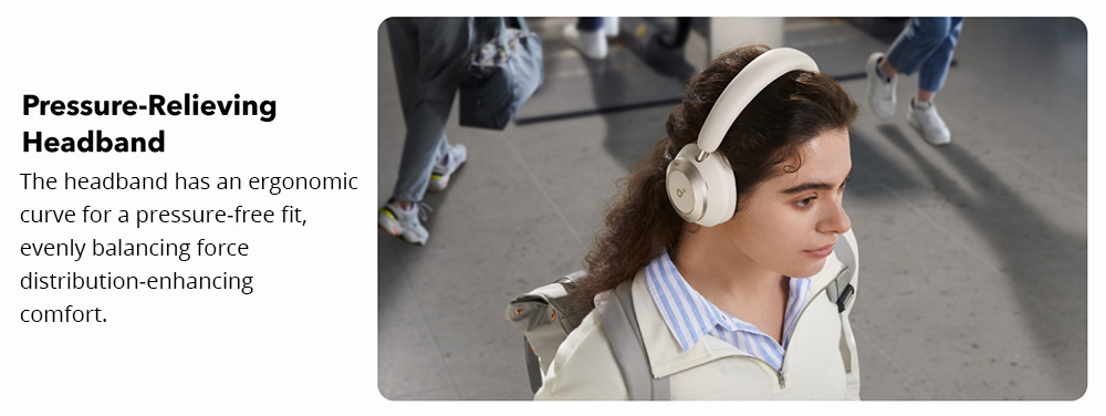 Anker Soundcore Space One Pro Headphones, Adaptive ANC, 40 Hours Playtime (ANC on), Hi-Res Wireless Audio, Ultra-Fast Charging - White