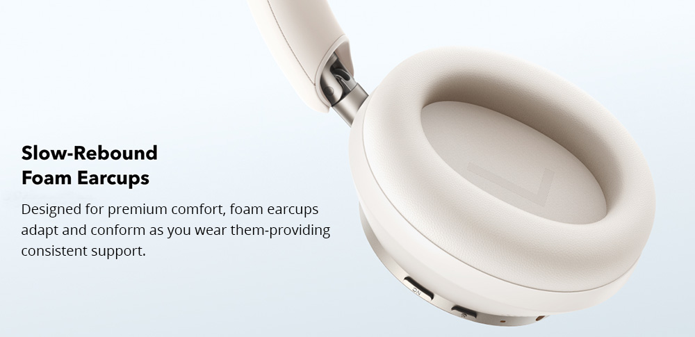 Anker Soundcore Space One Pro Headphones, Adaptive ANC, 40 Hours Playtime (ANC on), Hi-Res Wireless Audio, Ultra-Fast Charging - White