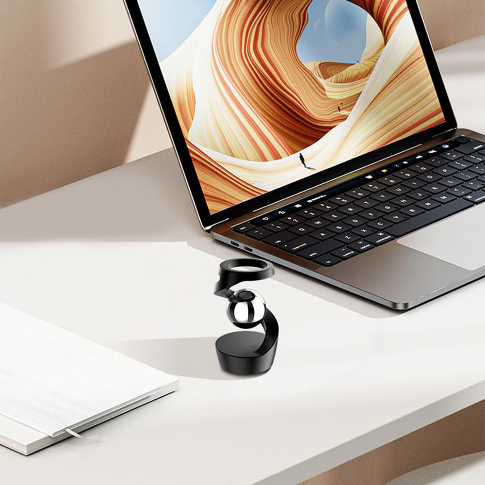 Anti-gravity Kinetic Floating Gyroscope Office Desktop Decoration - Black, Silver Beads