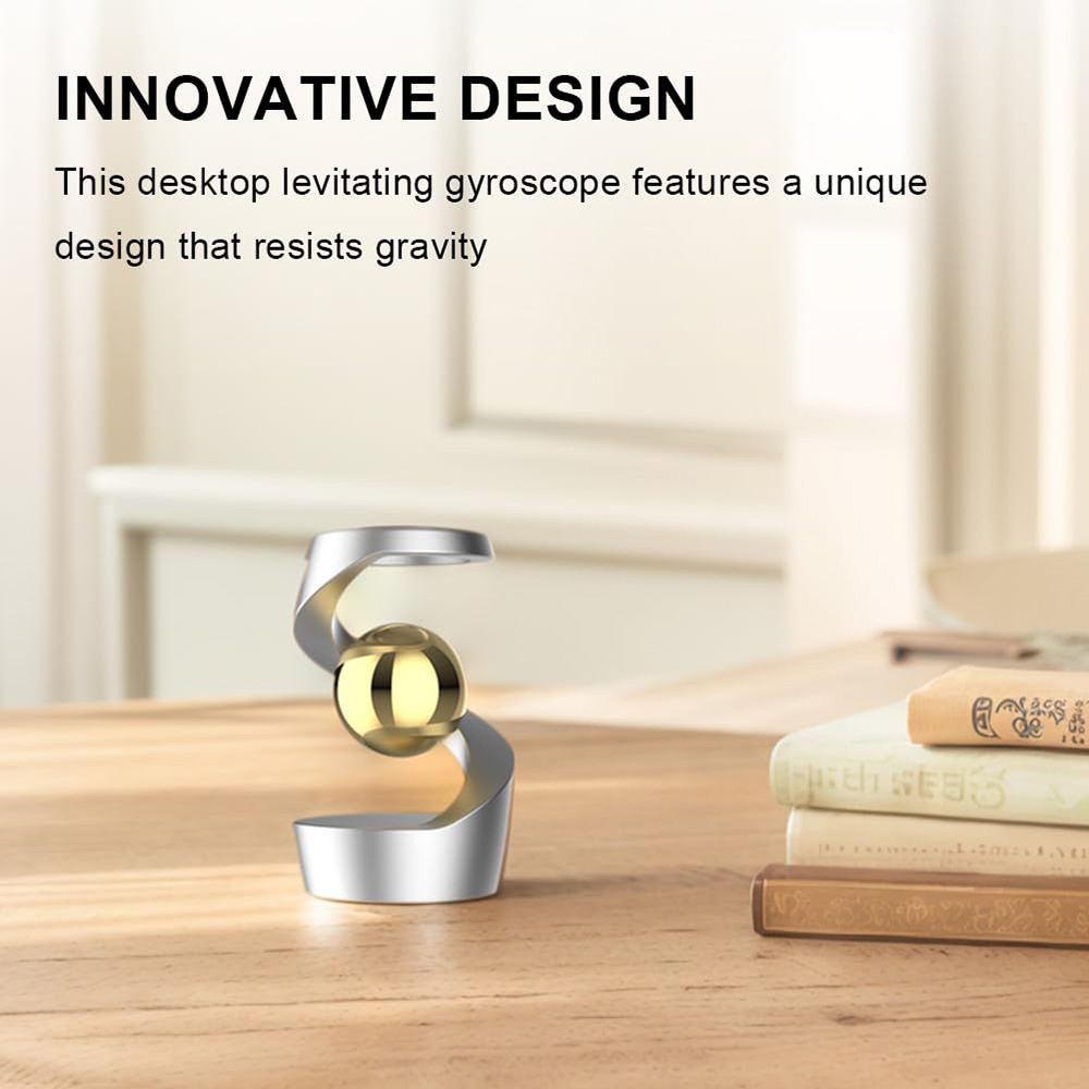 Anti-gravity Kinetic Floating Gyroscope Office Desktop Decoration - Silver, Gold Beads