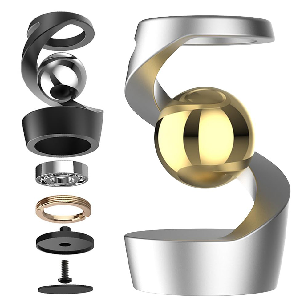 Anti-gravity Kinetic Floating Gyroscope Office Desktop Decoration - Silver, Gold Beads
