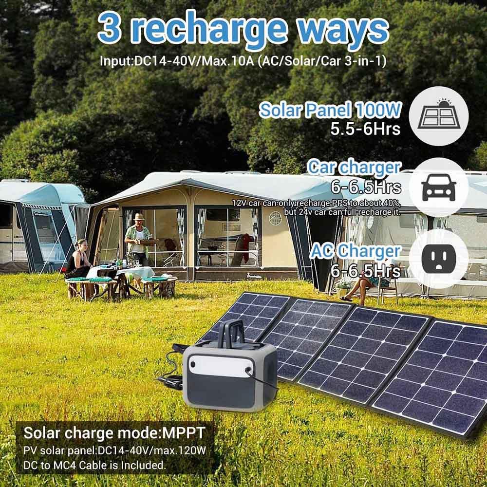 Refurbished BLUETTI AC50S 300W Portable Power Station, 500Wh Lithium Battery, Pure Sine Wave AC Outlet, 11 Outputs, Wireless Charge