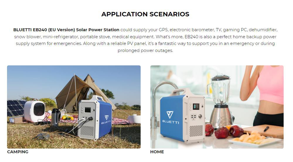 Refurbished BLUETTI EB240 Portable Power Station, with 2400Wh Backup Lithium Battery, 1000W Pure Sine Wave AC Outlet for Outdoors