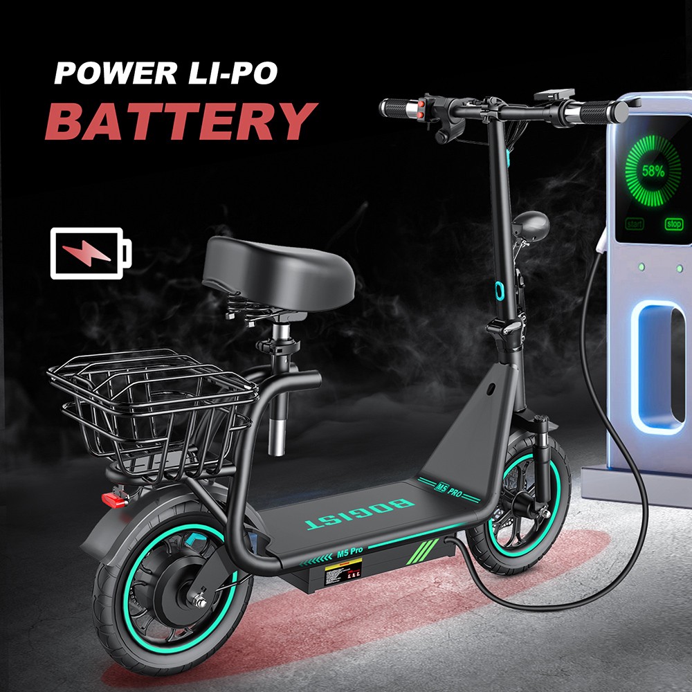 BOGIST M5 Pro+ Folding Electric Scooter with Seat, 12 Inch Pneumatic Tire, 500W Motor, 48V 15Ah Battery, 40km/h Max Speed, Smart BMS Disc Brake