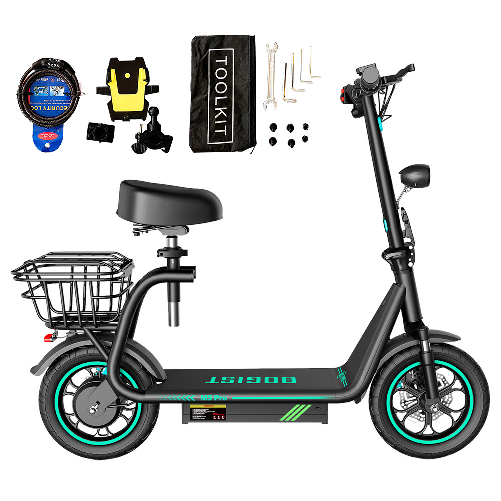 BOGIST M5 Pro+ Folding Electric Scooter with Seat, 12 Inch Pneumatic Tire, 500W Motor, 48V 15Ah Battery, 40km/h Max Speed, Smart BMS Disc Brake
