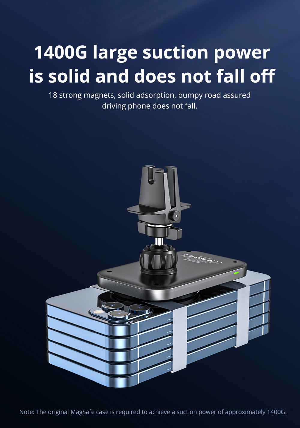 CW19S 15W Magsafe Wireless Charger for iPhone 16 Series - Black