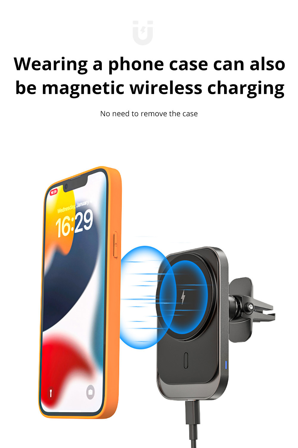 CW19S 15W Magsafe Wireless Charger for iPhone 16 Series - Black