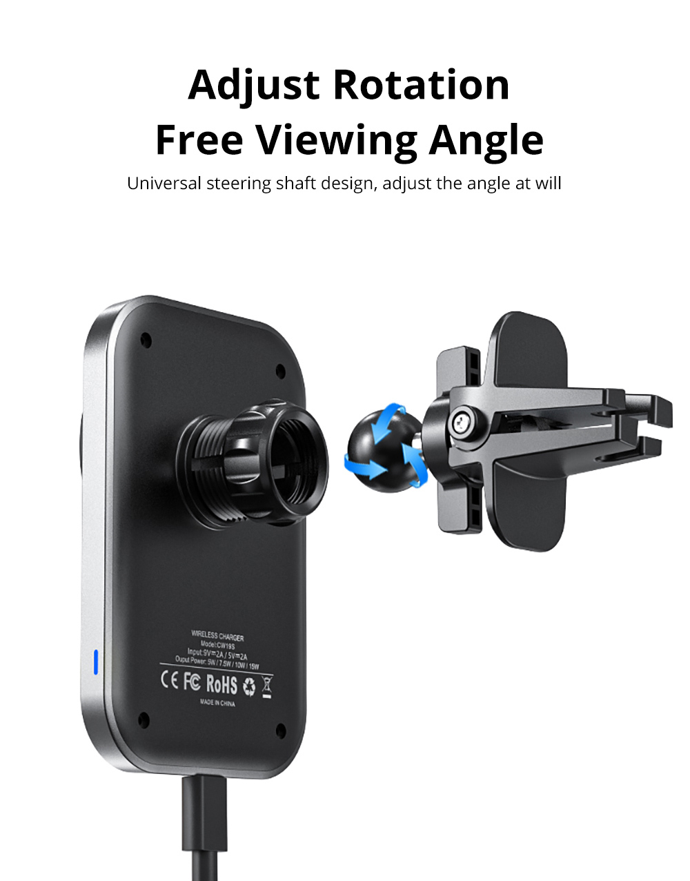 CW19S 15W Magsafe Wireless Charger for iPhone 16 Series - Black