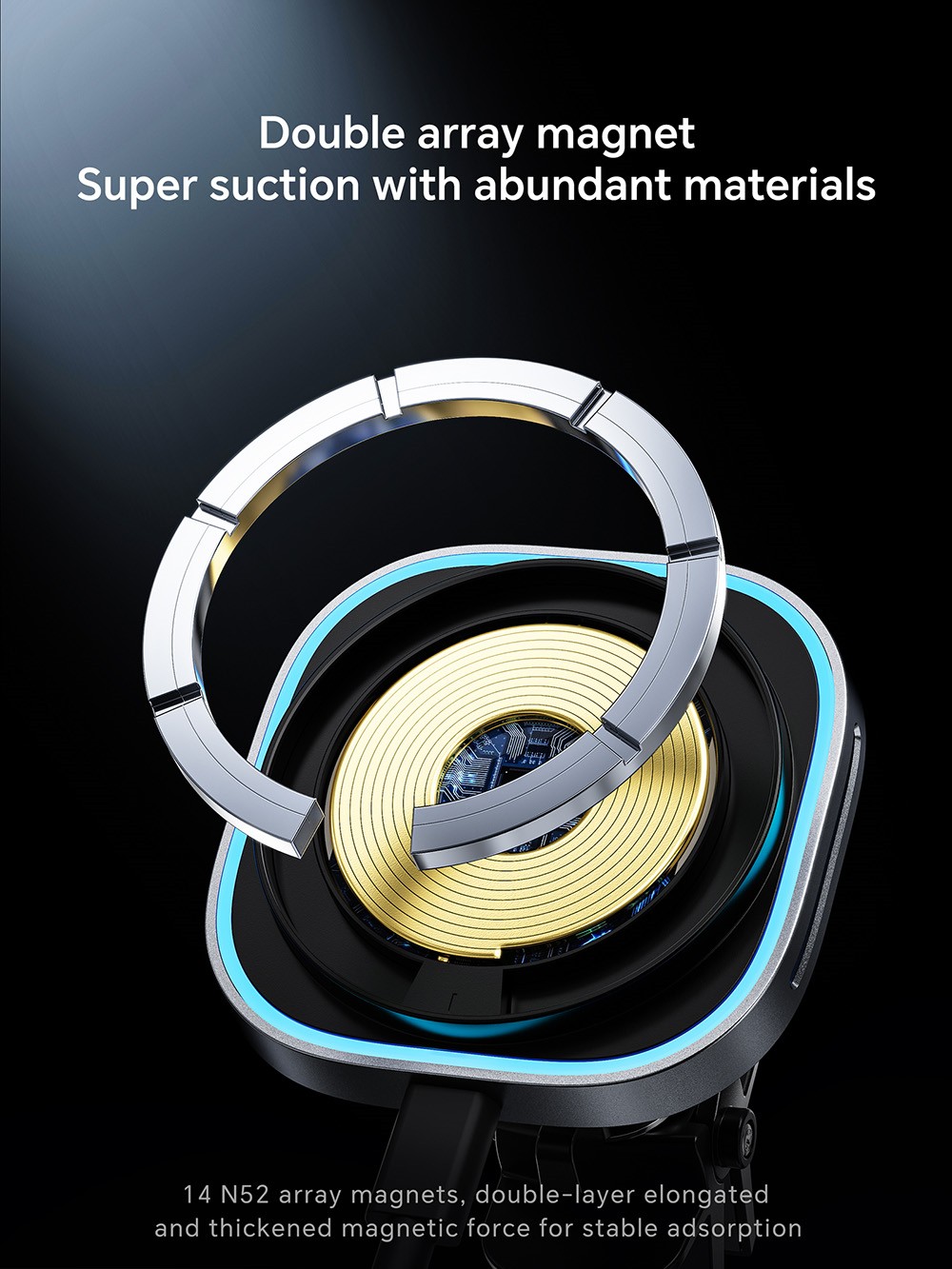 CW39 15W Magsafe Wireless Charger, LED Atmosphere Light, Efficient Heat Dissipation, for iPhone 16 Series - Black