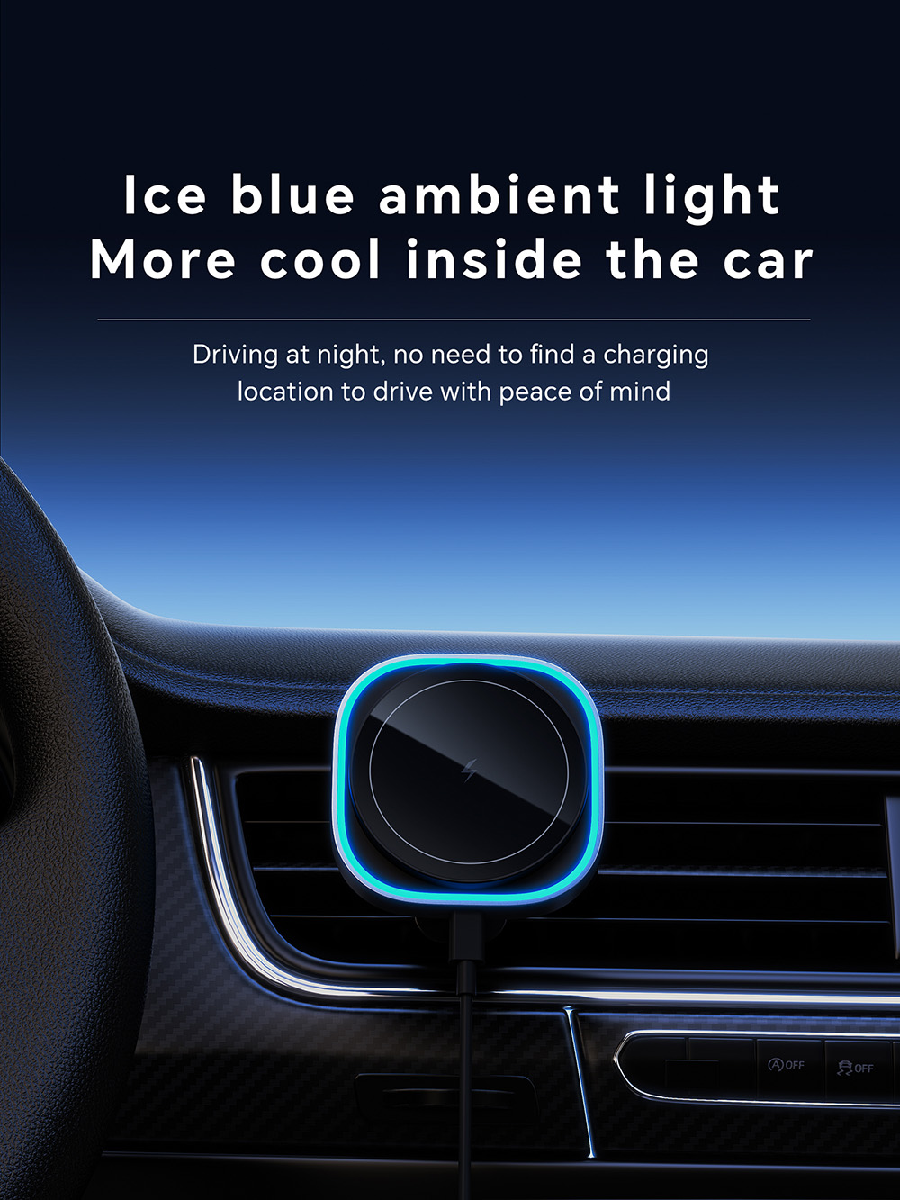 CW39 15W Magsafe Wireless Charger, LED Atmosphere Light, Efficient Heat Dissipation, for iPhone 16 Series - Black