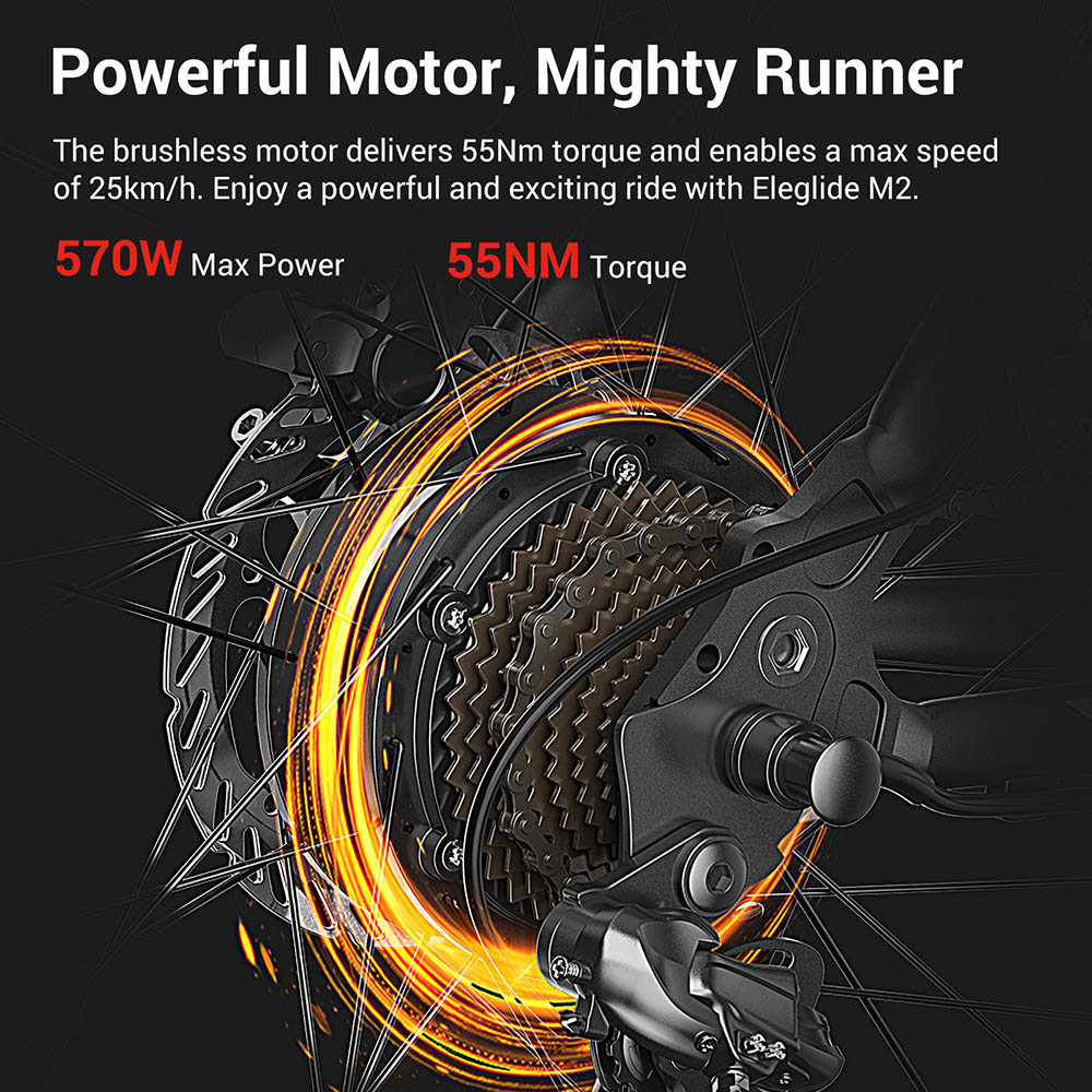 Eleglide M2 29' x 19' Electric Moped Bike 36V 15.6AH 250W