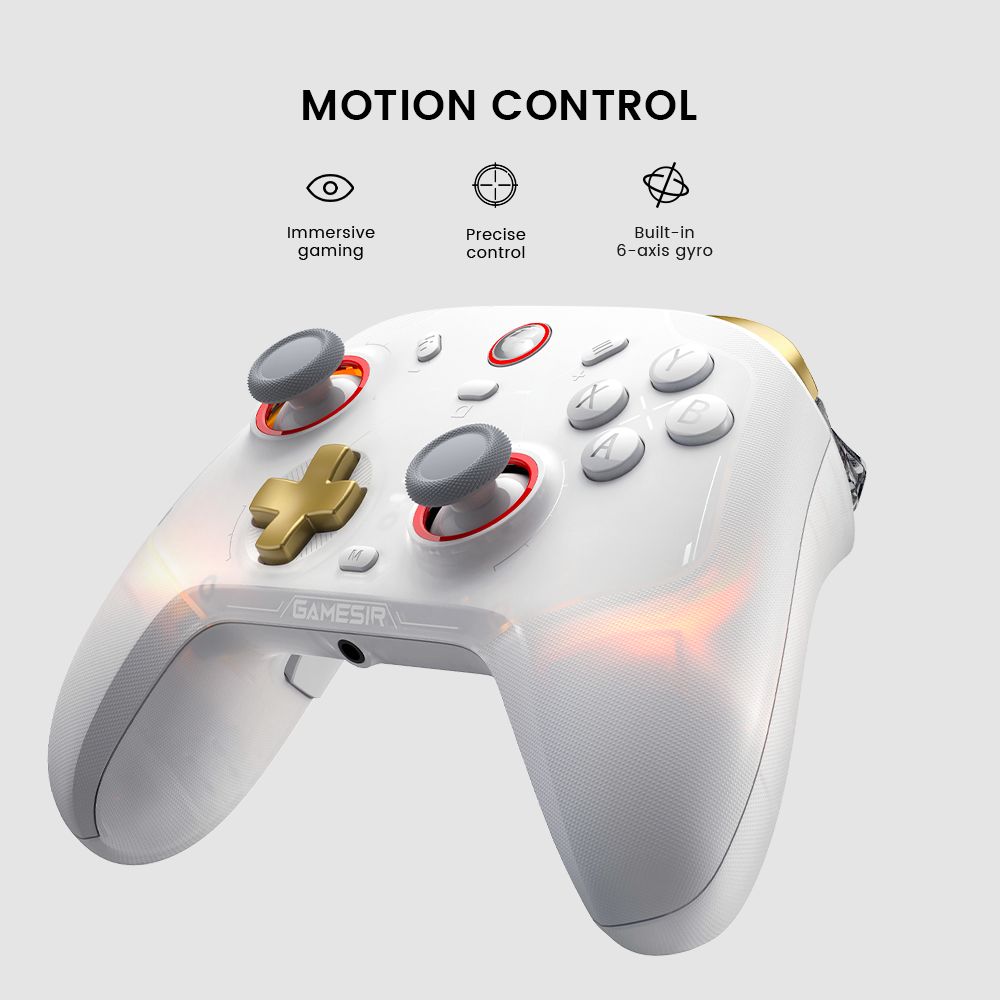 GameSir Cyclone 2 Game Controller, Tri-mode Connection, Compatible with PC / Steam / Android / iOS / Switch, Mag-Res TMR Sticks, 3 Trigger Modes, Rumble Motors, RGB Lights - White, Bundle Edition