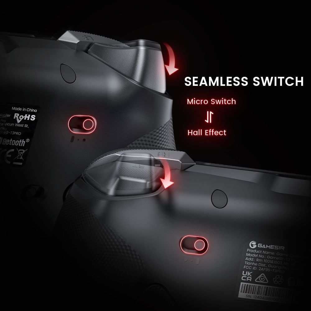 GameSir Tarantula Pro Gaming Controller, Wired/Bluetooth/Wireless Connection, Mag-Res TMR Sticks, Gyroscope & NFC Supported, RGB Lights, Compatible with PC/Switch/iOS/Android/Steam - Standard Edition