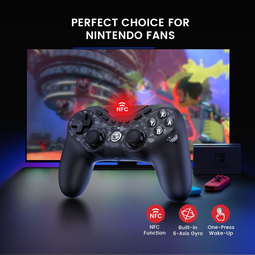 GameSir Tarantula Pro Gaming Controller, Wired/Bluetooth/Wireless Connection, Mag-Res TMR Sticks, Gyroscope & NFC Supported, RGB Lights, Compatible with PC/Switch/iOS/Android/Steam - Standard Edition
