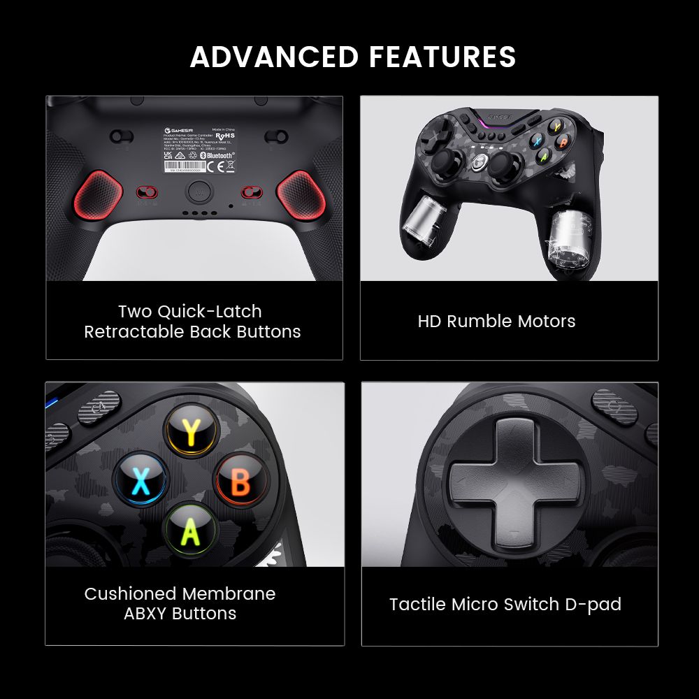 GameSir Tarantula Pro Gaming Controller, Wired/Bluetooth/Wireless Connection, Mag-Res TMR Sticks, Gyroscope & NFC Supported, RGB Lights, Compatible with PC/Switch/iOS/Android/Steam - Standard Edition
