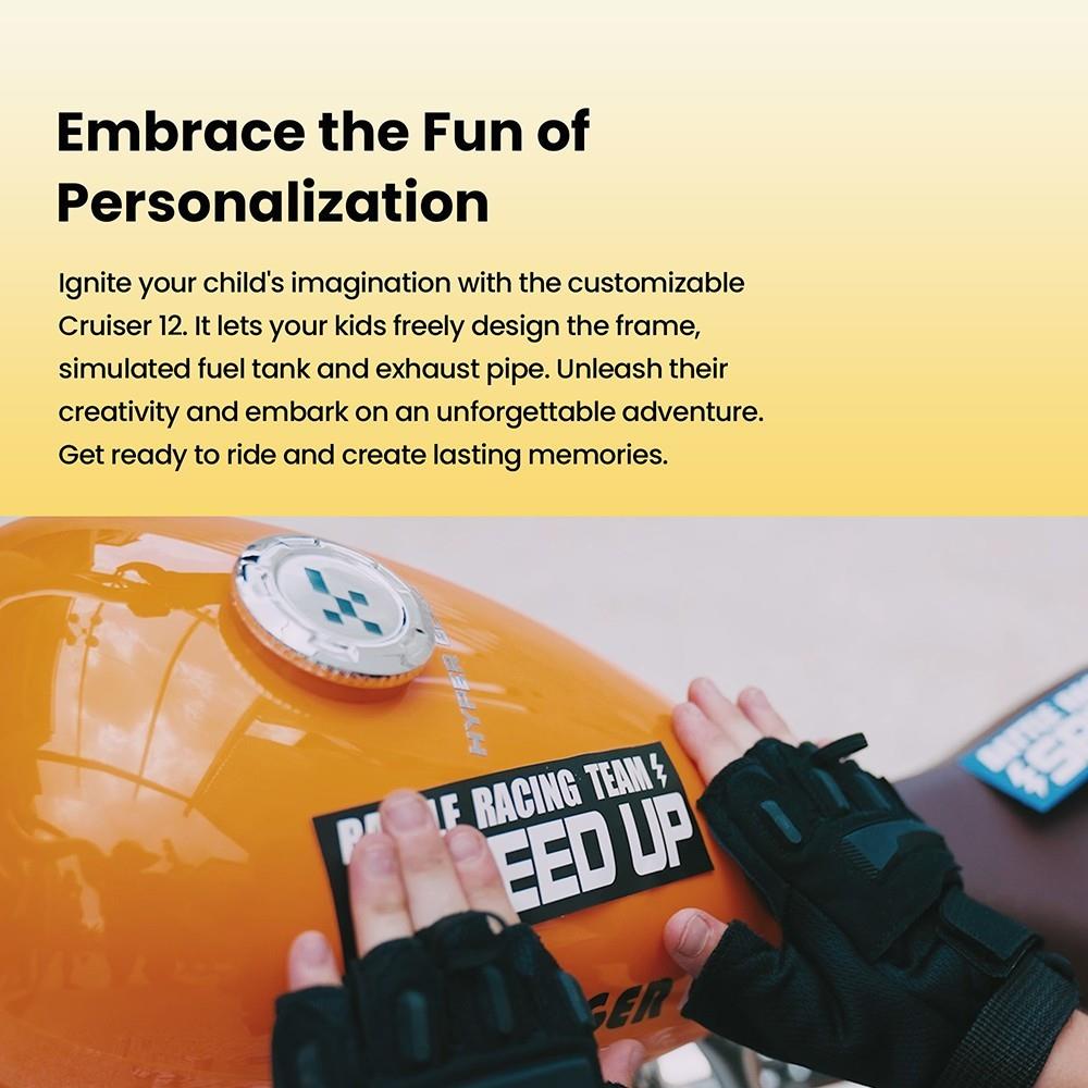 Refurbished HYPER GOGO Cruiser 12 Electric Chopper Motorcycle for Kids 24V 5.2Ah 160W with 12'x3' Tires, 12KM Top Range - Orange