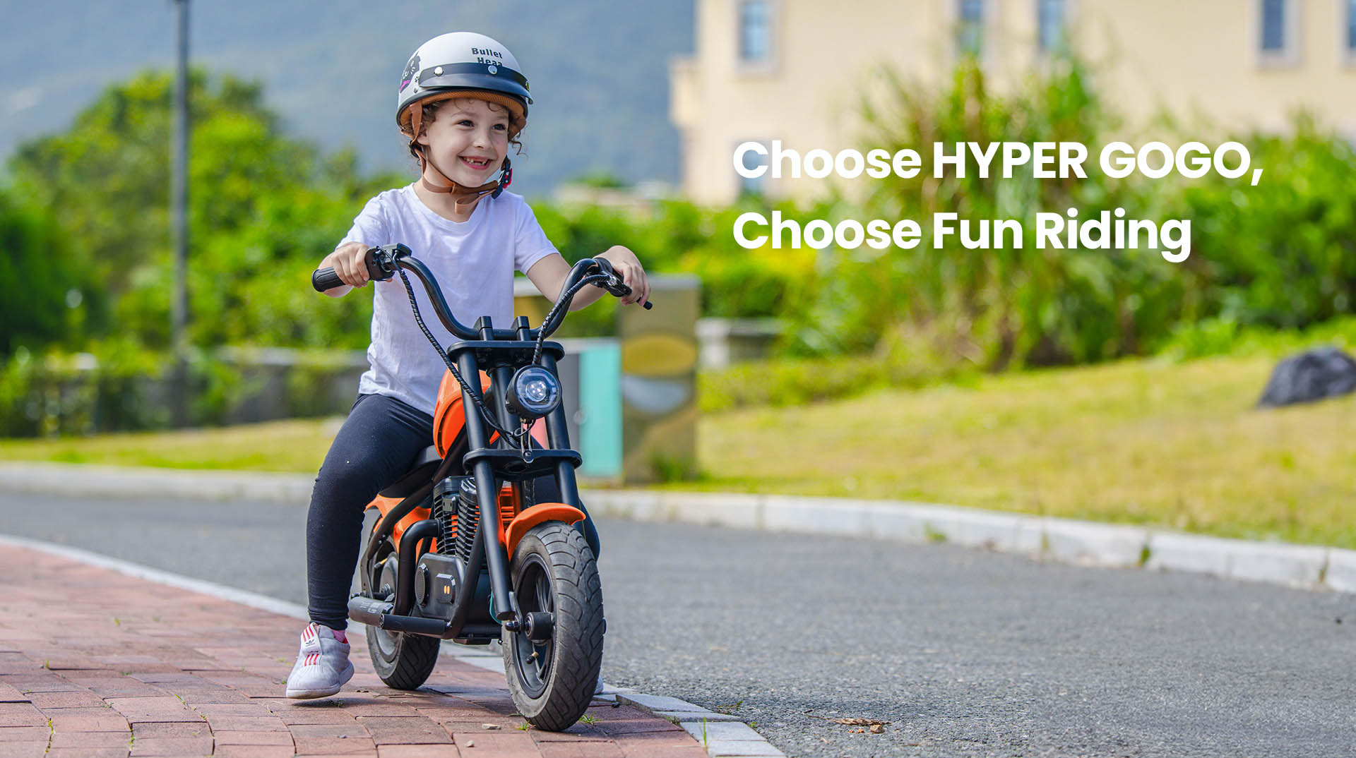 Refurbished HYPER GOGO Cruiser 12 Plus Electric Motorcycle for Kids 12'' Pneumatic Tires with Bluetooth Speaker Simulated Fog