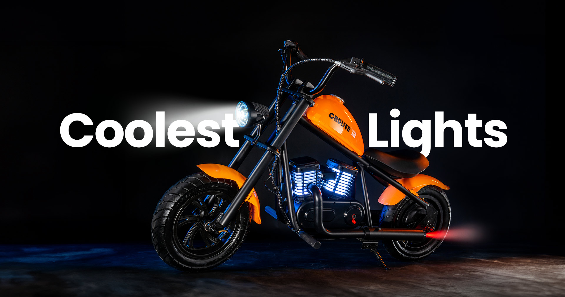 Refurbished HYPER GOGO Cruiser 12 Plus Electric Motorcycle for Kids 12'' Pneumatic Tires with Bluetooth Speaker Simulated Fog